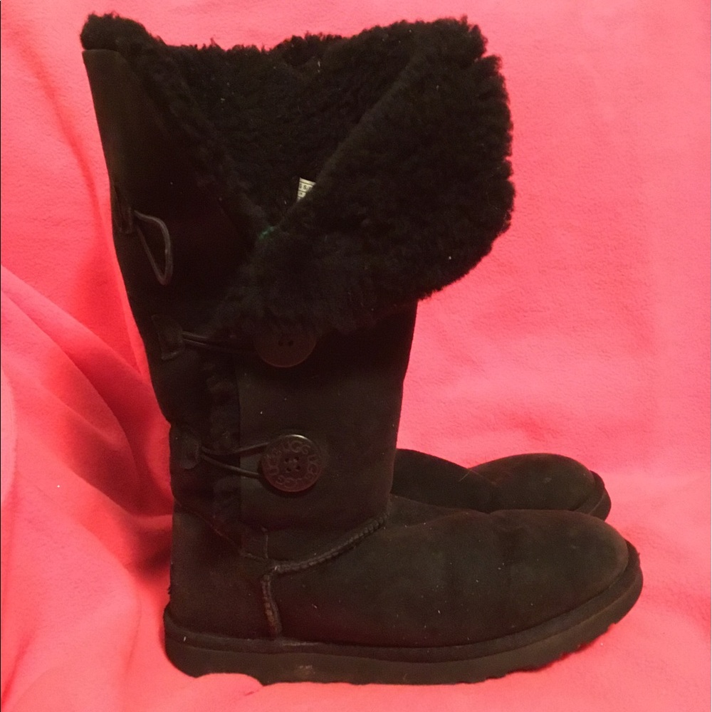 Black Suede Leather UGG Boots Size 8M - Picture 4 of 6